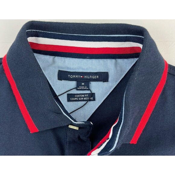 Tommy Hilfiger Custom Slim Fit Essential Signature Flag Polo Navy Mens M New - Picture 5 of 7
